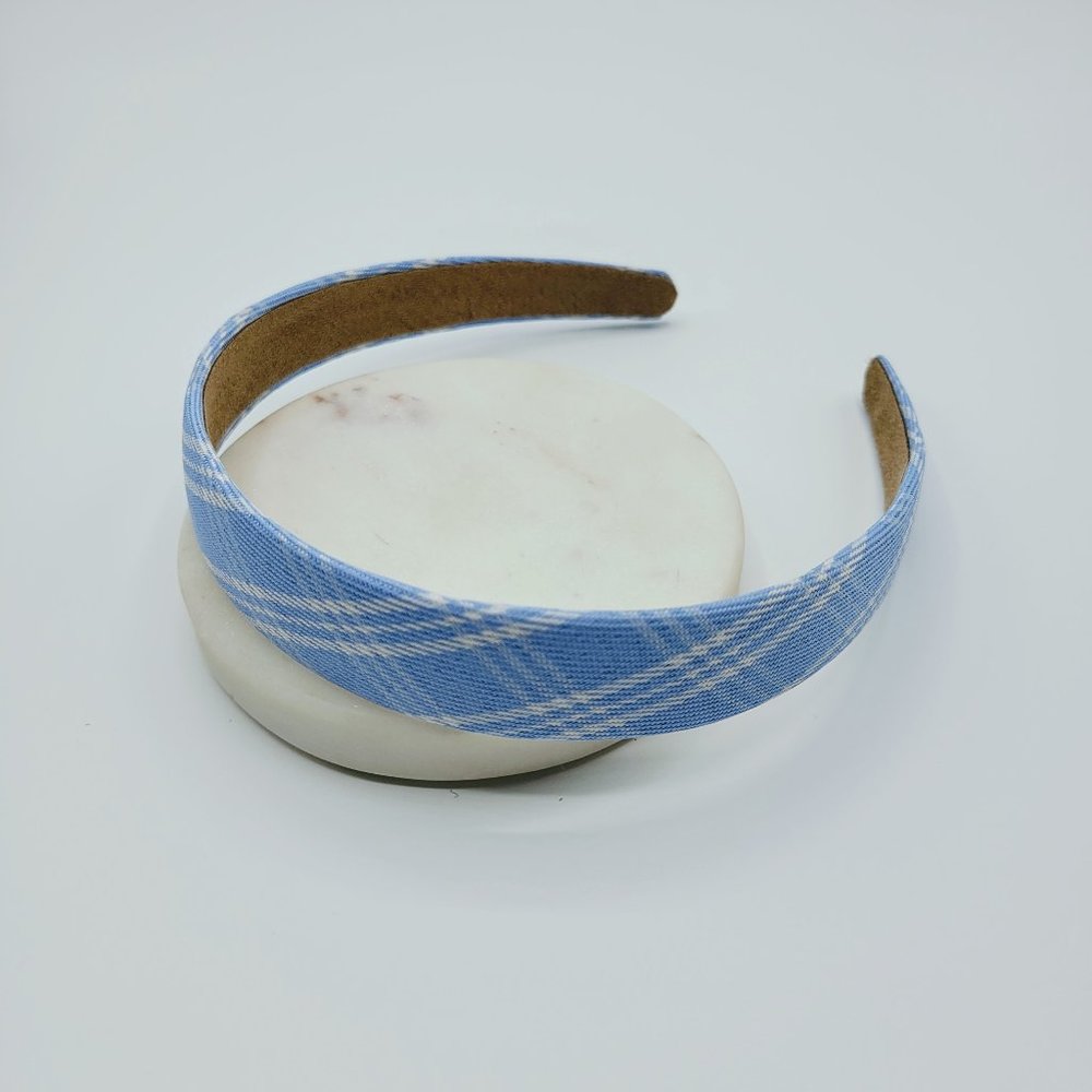 5 for $25 Blue White Check Plaid Pattern Headband_5